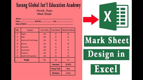 school marksheet design